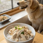 bland dog food recipe chicken in a bowl with happy dog