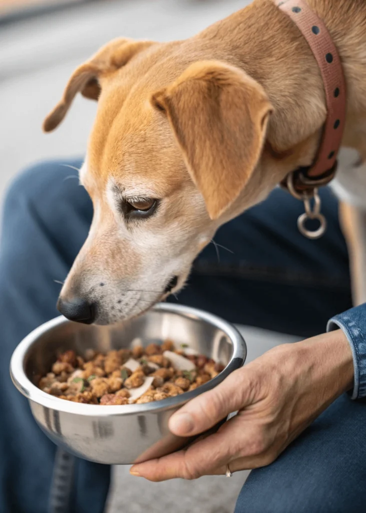 Dog transitioning from bland to regular food post illness