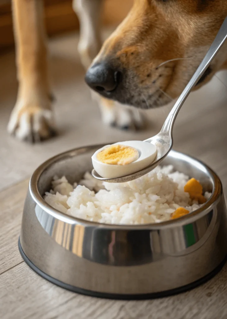Dog rice and egg bland meal recipe