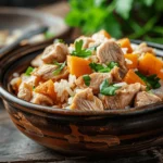 Bland dog food recipe with chicken and rice in a home kitchen