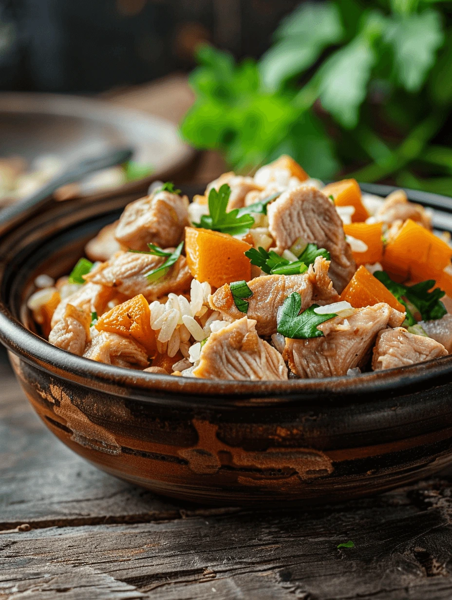 Bland dog food recipe with chicken and rice in a home kitchen