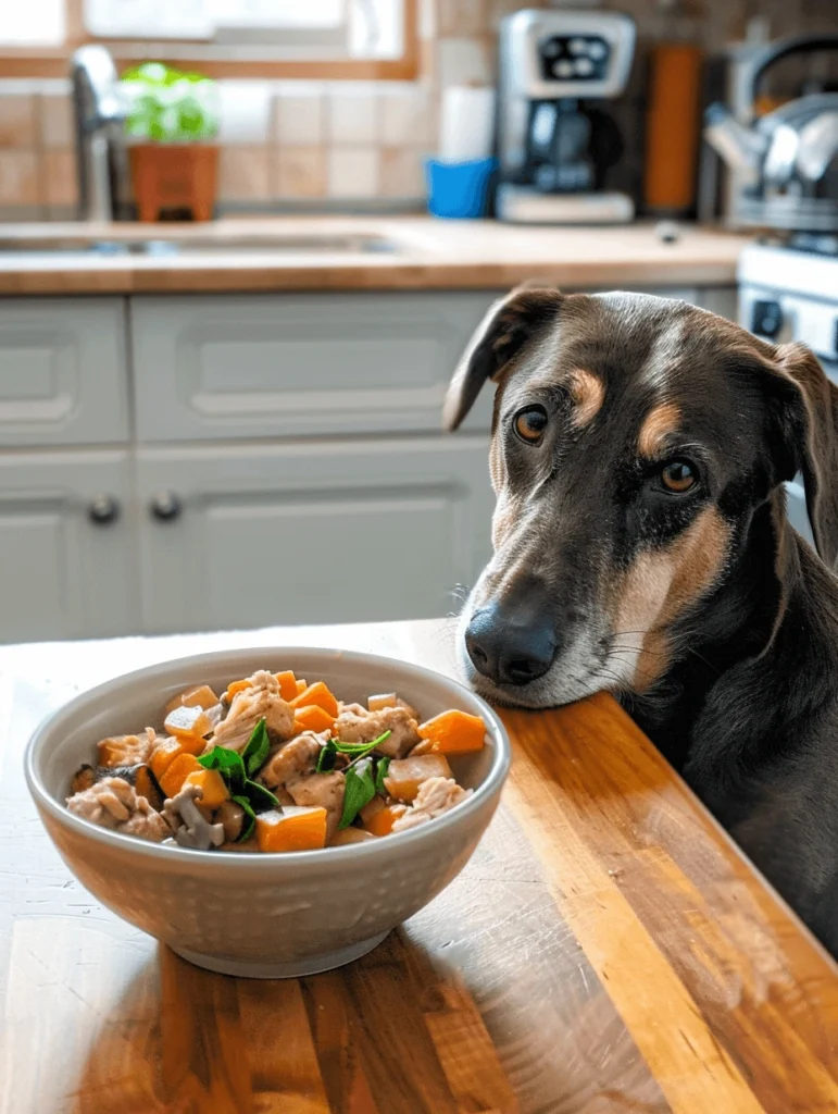 Turkey and sweet potato bland dog food recipe in bowl
